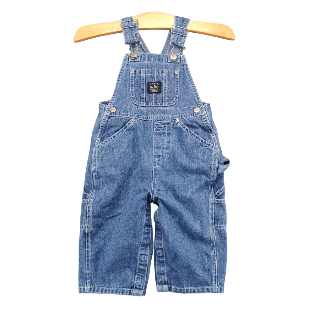 Lakin McKey Toddler Denim Bib Overalls Blue 18M Buckle Carpenter Pocket Cotton